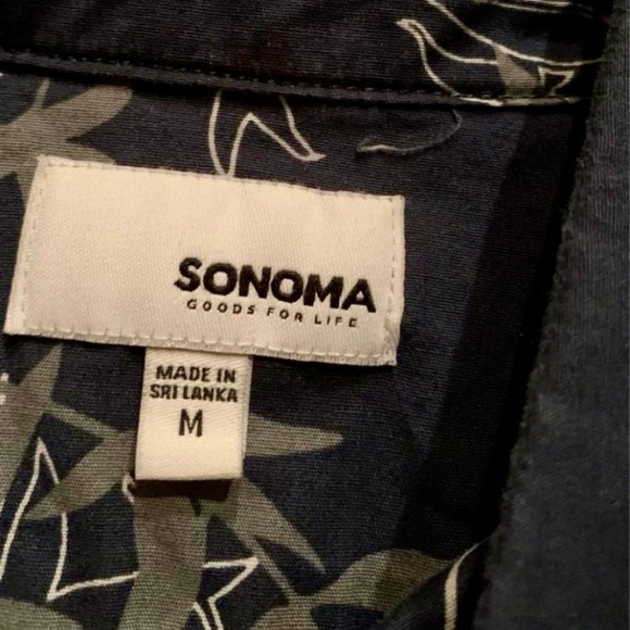 Sonoma Hawaiian button down shirt blue grey short-sleeve tropical print top - Picture 2 of 4